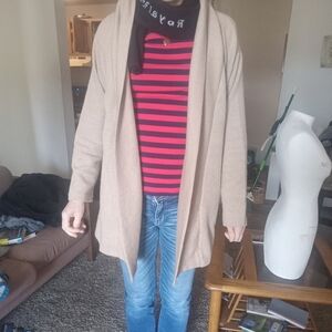 CHIC Tan Open Front Cardigan Size Small Excellent Conition